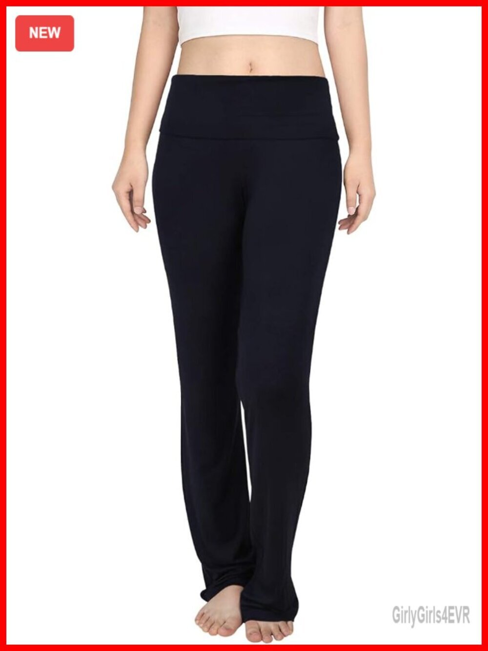 Color Block Fold Over Waist Yoga Pants Flare Leg Workout Leggings